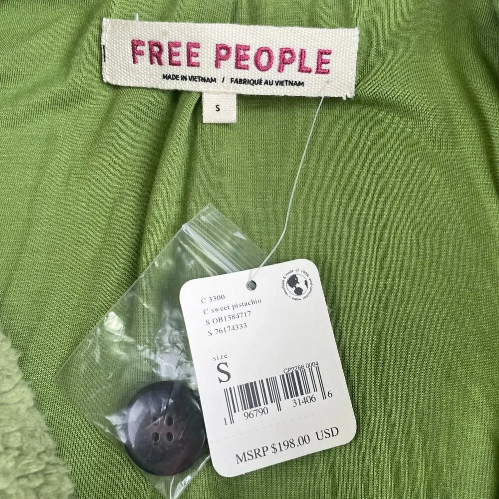 Free People Joplin Jacket Wmns S Pistachio Faux Shearling Sherpa Teddy Luxe Coat - Picture 7 of 8